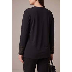 Suéter de punto islámico de talla grande, color negro - Product Image 3
