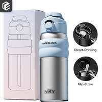 Bouteille isotherme sous vide en acier inoxydable 316 de 550 ml avec paille et poignée de transport, gourde de voyage portable, tasses personnalisées avec logo