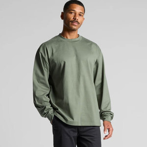 T-shirt à col rond pour homme en coton épais, coupe ample et confortable, pour toutes les saisons, T-shirt à manches longues, coupe classique - Product Image 4