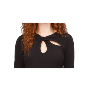 Maglia da donna Michael Kors Twist Keyhole Top nera taglia 2 Petite vestibilità ampia in maglia con logo decorativo per primavera estate - Product Image 2