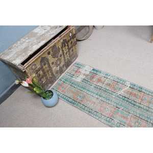 Tapis vintage 2x3,9 pieds (60x120 cm), tapis persan turc bleu - Product Image 5