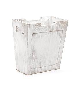 Wood Trash Can, Rectangular Rustic Wooden <b>Waste</b> <b>Basket</b> Farmhouse Wastebasket Bin with Handle Small Narrow Garbage Can Trash Bin - Product Image 1