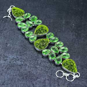 Pulsera de cadena de cuarzo de moldavita Natural de Plata de Ley 925 con efecto de cambio de Color regalo perfecto para cumpleaños - Product Image 1