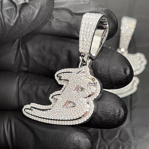 Fabuleux personnage de dessin animé Hip Hop entièrement glacé personnaliser pendentif en rond brillant laboratoire cultivé VVs clarté diamant 925 argent - Product Image 1