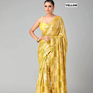 Salwar Kameez de luxe en georgette avec broderie de paillettes de 3 mm et 5 mm et chemisier en soie mono Banglori uni - Vêtement de fête traditionnel - Product Image 1