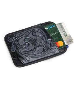 Tarjetero y Organizador de Tarjetas Bancarias de Cuero Marrón Estilo Occidental Hecho a Mano con Bloqueo RFID y Grabado a Mano para Uso Diario, Hecho en India - Product Image 3