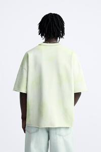 Poids lourd 300 Gsm 100% coton en détresse délavé sérigraphie Boxy Fit recadrée Fit Vintage hommes t-shirt hommes t-shirts - Product Image 3