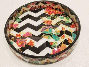 Bandeja Redonda de MDF con Estampado Esmaltado para Servir, Decoración del Hogar y Comedor - Product Image 5