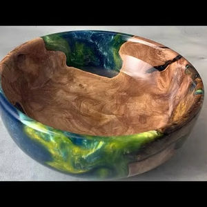 Ensaladera de Madera de Acacia con Resina Epoxi Multicolor, Diseño Clásico, Ligera, Hecha a Mano, para Servir Comida en Fiestas - Product Image 2