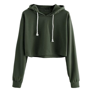Sweat à capuche manches longues surdimensionné et personnalisé Pull pour femmes Couleur noire Crop Top Short Sports Sweat à capuche court pour femmes - Product Image 3