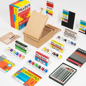 MEEDEN Acrylic Painting Set [2022 Release] Art Paint Supplies with Solid Beech Wood Easel Box 24*60ML Heavy-Body Acrylic Paints