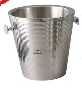 Nuevo enfriador de vino de acero inoxidable de metal de forma ovalada con acabado plateado de aspecto martillado para restaurante y bar de hotel - Product Image 4