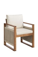 Ensemble de table à manger rectangulaire moderne pour l'extérieur avec 6 chaises de jardin en bois d'acacia, accoudoirs confortables pour hôtels et écoles