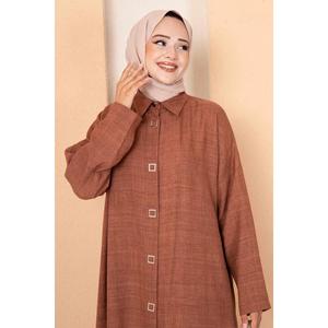 Snapback Linen Headscarf <b>Hat</b> Brown - Product Image 1