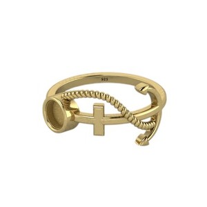 Sólido 925 plata esterlina 6mm barco ancla Semi montaje anillo en blanco ajuste boda banda cenizas resina joyería hallazgos componentes - Product Image 1