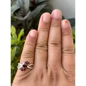 Three Stone Oval <b>Garnet</b> <b>Ring</b> 925 Sterling <b>Silver</b> Handmade Gemstone <b>Ring</b> Wholesale Jewelry Supplier - Product Image 3