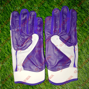 Guantes de Bateo Deportivos de Cuero Premium, Color Morado y Blanco, Agarre Duradero, Transpirables, Cómodos, Ecológicos, Ligeros, con Muñequera Ajustable - Product Image 6