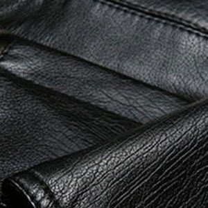 MOQ bajo OEM ODM Chaqueta de moda ajustada con cremallera para hombre Otoño Casual Motocicleta PU Chaqueta de cuero sintético de cuero - Product Image 5