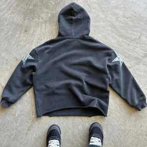 Sweat à capuche oversize à fermeture éclair intégrale, imprimé DTG personnalisé, style hip-hop, poids lourd, en molleton 3D, imprimé directement sur le vêtement, sweat à capuche décontracté, imprimé DTG - Product Image 5