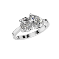 Bague de fiançailles en argent sterling 925 religieuse You N Me plaqué rhodium Original Moissanite poire ovale deux broches en pierre