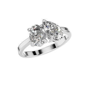 แหวนเพชรโมอิสรูปวงรีสองอันทำจากเงินแท้สำหรับ925แหวนครบรอบหมั้นหมายของคุณชุบโรเดียมประดับมุกแท้ - Product Image 4