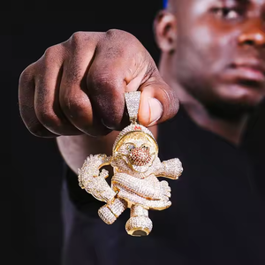 3 pulgadas 925 Plata lindo colgante de dibujos animados collar brillante corte redondo laboratorio cultivado diamante helado personalizado moda urbana goteo estilo regalo - Product Image 3