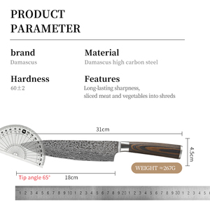 Couteau de chef damas pointu en acier inoxydable couteau de chef de service OEM ODM de qualité supérieure personnalisé en gros couteau de chef polyvalent - Product Image 3