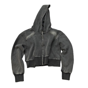 Personalizado Sun Faded Unisex Cremallera Sudadera con capucha Boxy Fit Peso pesado Transpirable En blanco Sin primavera Sudaderas con capucha Bajo MOQ precio bajo - Product Image 2