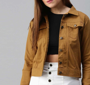 Femmes décontracté Denim Bomber veste 100% Polyester à manches longues lavé Camouflage broderie coupe-vent imperméable personnalisable - Product Image 2