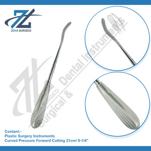 Conjunto de instrumentos quirúrgicos de 21cm y 8-1/4 ", escofina de Nariz de corte frontal de presión curvada para cirugía plástica, hecho en Pakistán, de 2 a pulgadas - Product Image 3