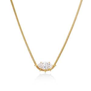 Collar de Cadena de Serpiente con Diamantes Cultivados en Laboratorio, Estilo Oriente-Oeste - Product Image 1