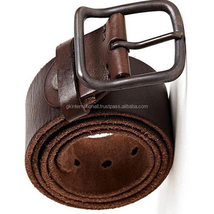Cinturón de piel de vaca de alta calidad para hombre, cinturón informal de moda para vaqueros con hebilla ajustable, 100% cuero genuino, negro o marrón - Product Image 2