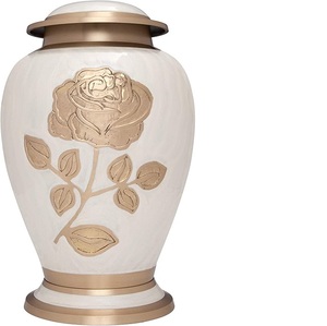 Urna funeraria de Metal hecha a mano personalizada para hombres y mujeres adultos, con flor grande para cenizas, almacenamiento de cenizas humanos - Product Image 1