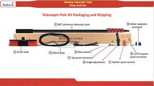 Kit de <span class=keywords><strong>nettoyage</strong></span> de <span class=keywords><strong>panneaux</strong></span> <span class=keywords><strong>solaires</strong></span> et de vitres avec perche télescopique de 12 à 24 pieds, <span class=keywords><strong>brosse</strong></span> télescopique en alliage d'aluminium avec adaptateur, pour usage domestique - Product Image 6
