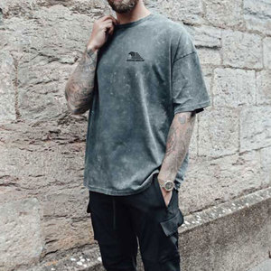 Logo personnalisé pour hommes T-shirt délavé à l'acide couleur légère 100% coton délavé à l'acide T-shirt pour hommes - Product Image 3
