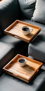 Bandeja DE SERVICIO DE MADERA hecha a mano de lujo con incrustaciones de metal adecuadas para restaurantes de hoteles de alta calidad que sirven con estilo - Product Image 3