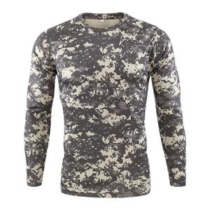Customization Men's Breathable Pike Fabric Round Neck T-shirt Hiking <b>Hunting</b> Training Camouflage Full Sleeve Shirt - Product Image 4