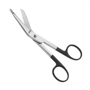 Tijeras de vendaje de acero alemán, hoja curva de 6 pulgadas, mango recubierto de negro, tijeras médicas, tijera quirúrgica de punta fina - Product Image 1