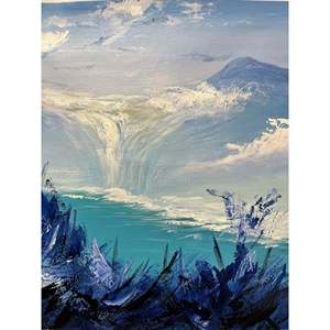 Dipinto a mano 100% astratto paesaggio di montagna di neve moderna 36in X 24in dipinti ad olio su tela arte della parete con stampa fatta a mano - Product Image 4