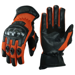 Guantes de cuero y textiles de malla para moto con ventilación de aire de verano para hombre, guantes de carreras de coches para motocicleta, guantes negros y auténticos HiViz para hombre - Product Image 4