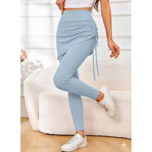 Falda Larga con Cintura Alta y Detalles Laterales para Mujer, 28593 - Azul - Product Image 1