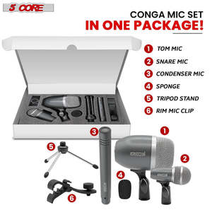 ไมโครโฟนกลองชุด 5Core Conga Mic Snare Tom ไมค์คอนเดนเซอร์ XLR สำหรับเครื่องดนตรี สีเทา - Product Image 4