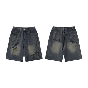 Fit Baggy Jeans Short Plus Size Printed Washed Men Denim Shorts con bolsillo - Product Image 6