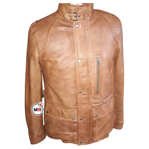 Nuevas Chaquetas de Cuero de Última Moda para Hombre, Chaqueta con Cintura Ajustada y Cremallera, Chaqueta de Cuero con Cuello Alto para Invierno, Chaqueta Vintage de Algodón para Hombre - Product Image 5