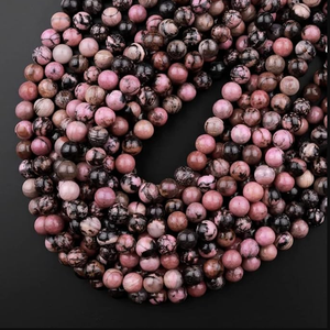 Collar de Cristal Natural, Cuentas de Rodonita Lisas, Joyería de Piedra Roja Pulida, Hilo Suelto de Piedras Preciosas al por Mayor para Sanación - Product Image 2