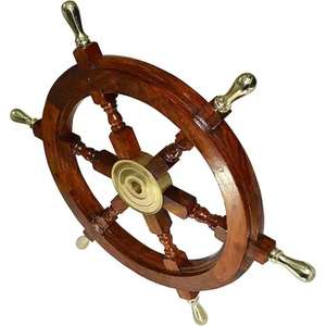 Laiton et bois bateau roue navires volant Vintage capitaine Pirate tenture murale Antique bateau en bois roue en gros inde - Product Image 1