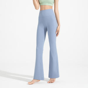 Pantalons de sport pour femmes, taille haute, fitness, jambes larges, coupe bootcut, avec poche, leggings évasés de yoga - Product Image 6