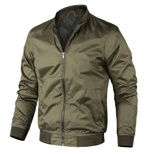 2025 nueva chaqueta de bombardero de alta calidad al por mayor para hombres y chaqueta de ropa informal chaqueta de bombardero de Color sólido - Product Image 1
