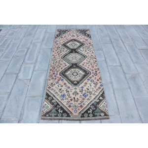 Turkish <b>Runner</b> <b>Rug</b>, 3.3x8.9 ft Vintage <b>Rug</b>, Pink Wool <b>Rug</b> - Product Image 1