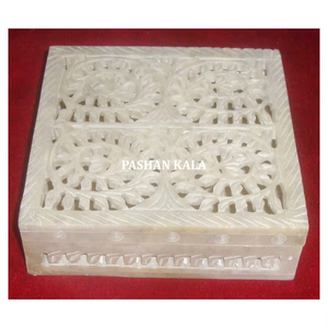 Boîte à bijoux carrée en stéatite naturelle pure de dernière conception avec finition fine pour cadeau d'entreprise et boîtes de rangement de bijoux - Product Image 1